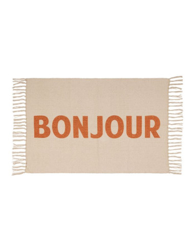 Tapis en coton " Bonjour" - 90 x 60 cm